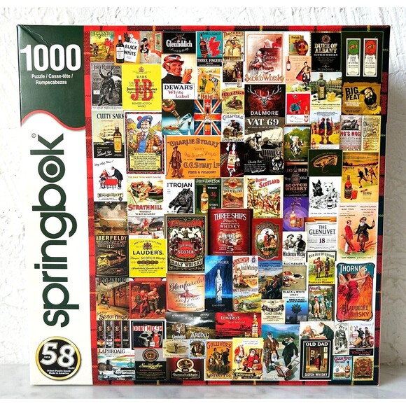 Whiskey and Scotch Springbok Puzzle 1000 Piece COMPLETE Dewar's-Jameson-Old Dad - Picture 1 of 8